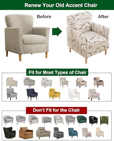 CRFATOP Accent Chair Cover, Stretch Armchair Slipcover for Living Room,48