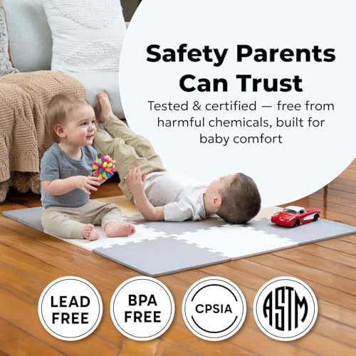 MioTetto Baby Play Mat, Comfortable Playtime Mat – Portable Foam Floor Tiles, Safe Baby mat for Floor for Crawling & Development, Soft Play mat for Babies, Stylish Interlocking Foam Tiles