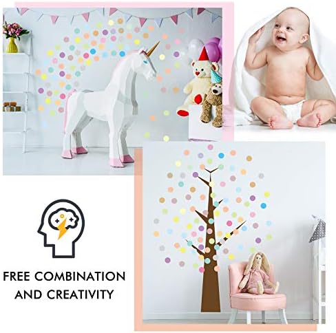 Zonon 240 Pcs 2 Inch Colored Polka Dots Wall Decals, Watercolor
