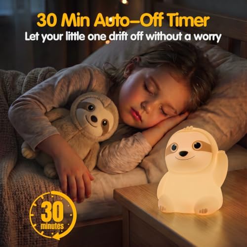 Sloth Silicone Night Light for Kids, Cute Squishy LED Lamp Gift