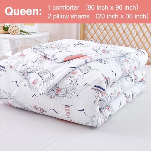 JSD Mermaid Ocean Theme Kids Queen Comforter Set