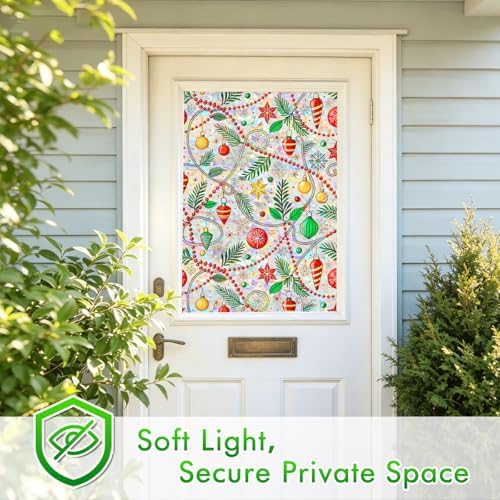 SOMWISE Rainbow Stained Glass Window Privacy Film,Heat Blocking Save Energy
