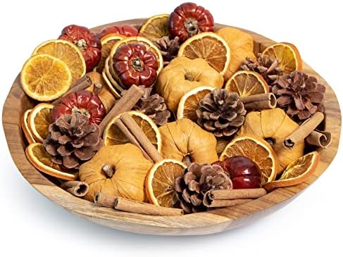 ANDALUCA Potpourri Mini Pumpkins, Cinnamon, Orange Slices & Pumpkin Spice Fragrance Vial Included Vase & Bowl Filler (Pumpkin Spice)
