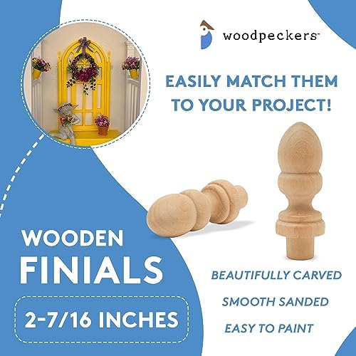Small Wood Finials, 2-7/16 inch Wooden Finials for Crafting, DIY Dcor, and Wooden Finial Crafts, Pack of 50, by Woodpeckers