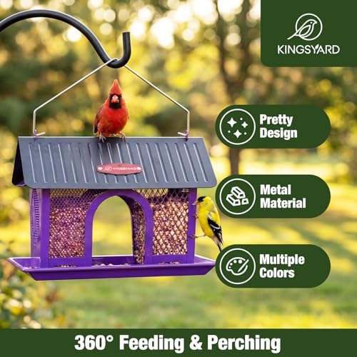 Kingsyard Wild Bird Feeder for Outdoors Hanging, All Metal