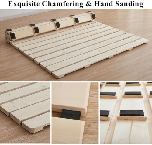 Foldable Floor Bed Frame for Japanese Futon Mattress Queen Size