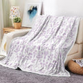 Floral Fuzzy Blanket Purple Floral Throw Blanket, Botanical Flowers Blankets, Soft, Flannel, Warm, Boho Flowers Bed Blankets All Season for Couch Bedroom Living Room 50X70 Inch
