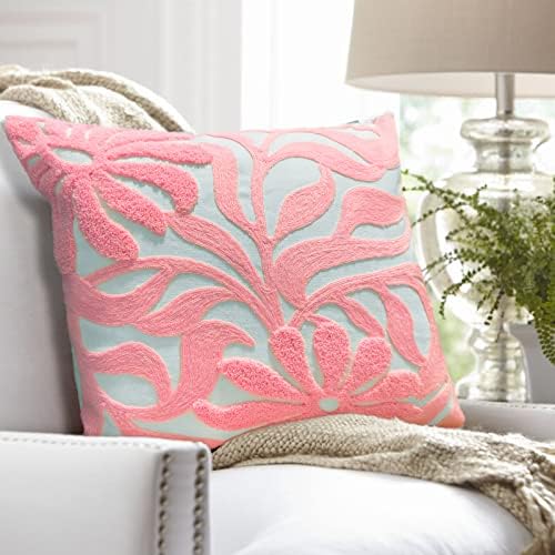 Alysheer Floral Embroidered Throw Pillow Cover 18"x18" 1pc, Light Pink