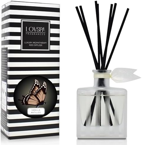 Reed Diffuser Set, Vanilla Antilles Scented Oil Diffuser with Sticks, Home Fragrance Accessories for Bathroom Shelf Decor, Aroma Diffusers for Home or Office Fall Decor, USA Made
