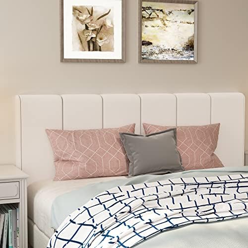 HAOBO Home Upholstered Queen Headboard Only, Modern Faux Leather Panel White