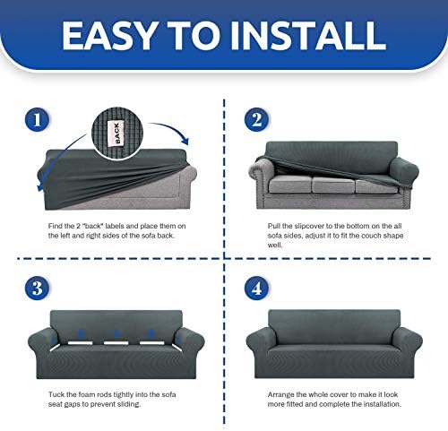 KEKUOU Stretch Loveseat Couch Cover, 2 Cushion Couch Slipcover,Grey