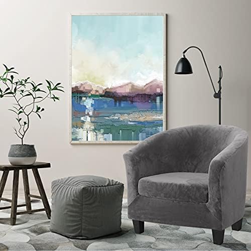 MIFXIN 2 Pieces Velvet Tub Chair Covers with Cushion Cover Stretch Soft Removable Tub Chair Slipcovers Armchair Sofa Couch Furniture Protector for Living Room Club Bar Counter (Grey)