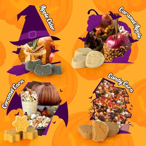 SALUBRITO Halloween Scented Wax Melts, Strong Scented Soy Wax Cubes/Tarts Variety Set for Fall- Pumpkin Pie, Caramel Apple, Caramel Corn, Apple Cider, Snickerdoodle, Candy Corn, Autumn Air, Witch Brew