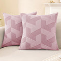 JIVINER Decorative Geometrical Throw Pillow Covers 18 x 18 Inch, Set of 2 Soft Modern Pattern Pillow Covers for Sofa, Couch, Living Room, Pink