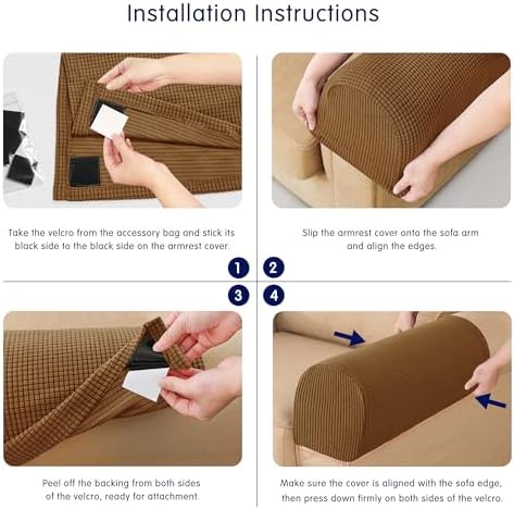 SUBRTEX Stretch Couch Arm Covers Set of 2, Non-Slip Sofa Armrest Slipcovers