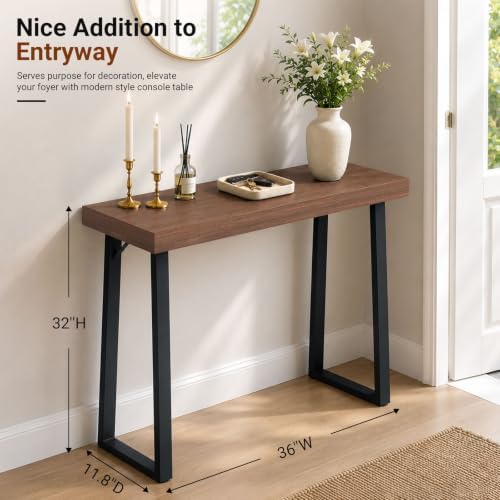 SLEEPING LAMB 36 Inch Small Entryway Table,Walnut Console Table for Hallway