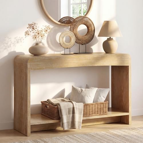 Farmhouse Entryway Table, 43.7" Console Table with Open Shelf