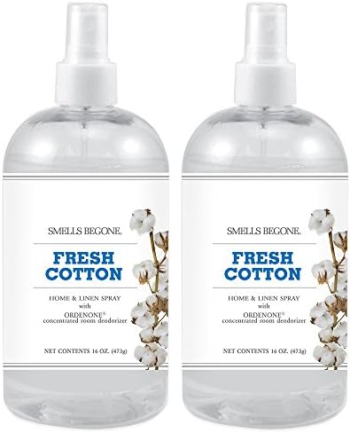 SMELLS BEGONE Air Freshener Home & Linen Spray - 16 oz, Pack of 2 - Odor Eliminator - Made with Essential Oils (Fresh Cotton)
