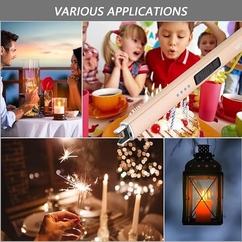 MEIRUBY 2 Pack Electric Candle Lighter, Christmas Stocking Stuffers Gifts for Women Mom Men Wife Sister, USB Arc Rechargeable Windproof Long Lighter for Candle BBQ Housewarming Birthday Gifts Idals