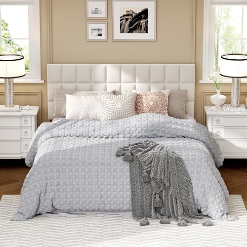 Andeworld Velvet Tufted King Headboard, Adjustable Height, Beige