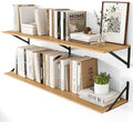 Heimlove 48W x 12D Deep Floating Shelves Set of 2 Oak