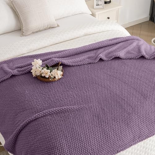 Purple 300GSM Fleece Throw Blanket for Couch Sofa Bed, 60x80 Soft Cozy Flannel Blankets, Lightweight Fuzzy Fluffy Throws for Women