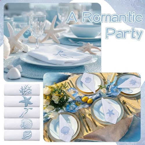 HunnmingRe 12 Pcs Coastal Party Cloth Napkins Bulks 100% Cotton, 17x17inch