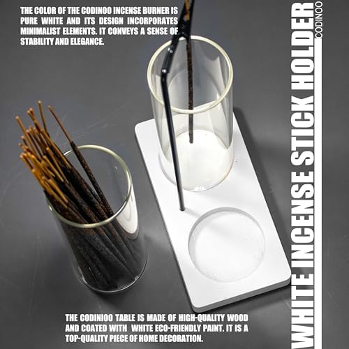 2 in 1 Incense Burner Holder for Sticks,Glass Incense Holder with Storage,Upside Down Incense Holder for Sticks with Glass Ash Catcher for Meditation Yoga Spa Room Home Decor[2 Long White]