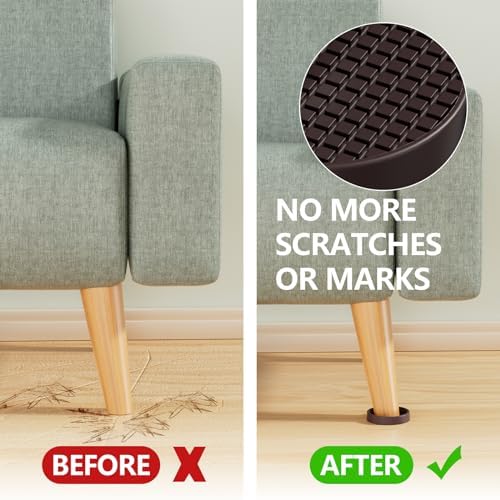 Non Slip Furniture Pads - 2" Anti Skid Caster Cups, 12PCS Round Furniture Coasters for Hardwood Floors, Anti Slide Furniture Cup Bed Couch Floor Protectors,Furniture Stoppers to Prevent Sliding(Brown)
