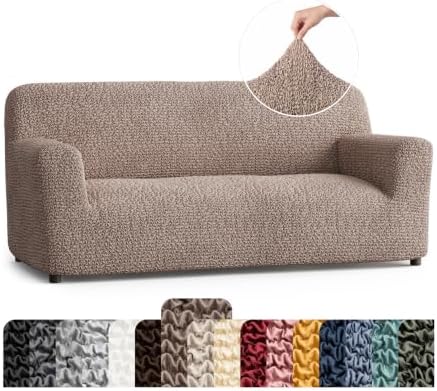 PAULATO Premium Stretch Couch Covers for Sofa - Sofa Chair Cover Washable, Dogs & Pets Friendly - Elastic Polyester Loveseat Slipcovers - Non-Slip Love Seat Couch Covers - Soft Taupe (64"-85" Wide)