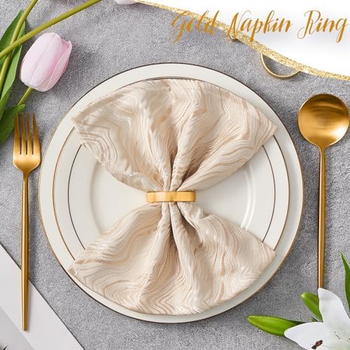 APTWOW Gold Napkin Rings Set of 6, Fall Thanksgiving Christmas Table Decor