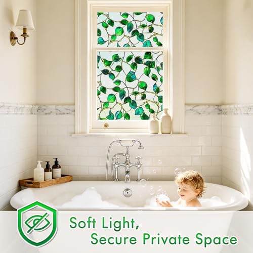 SOMWISE Frosted Window Privacy Film, Decorative Sun Heat Blocking, Anti UV