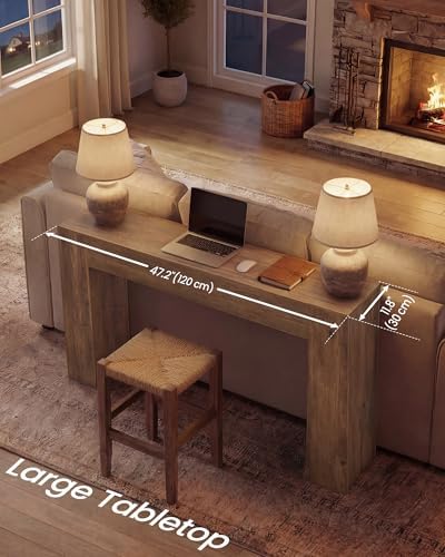 VASAGLE 47.2 Inches Entryway Table, Thick Tabletop Console Table, Farmhouse