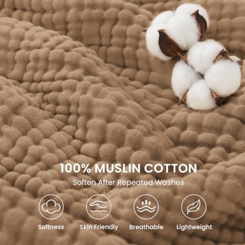 Love's cabin 100% Cotton Muslin Blanket California King, Light Brown