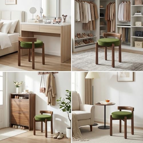DUOMAY Modern Velvet Vanity Stools Set of 2, Green