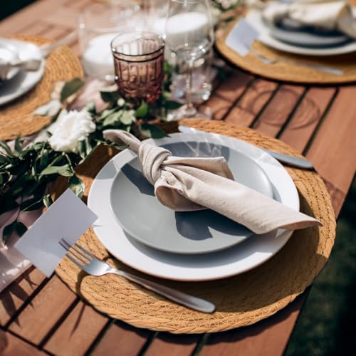 13 in Round Fall Placemats Set of 8, Woven Chargers for Dinner Plates