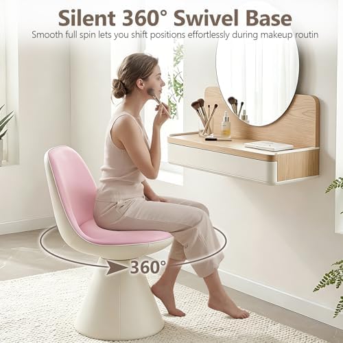 Modern Upholstered Vanity Stool Chair, Comfy PU Leather Ottoman Stool