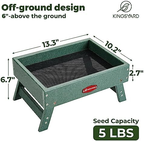 Kingsyard Ground Bird Feeder, Elevated Tray with Recycled Poly Lumber