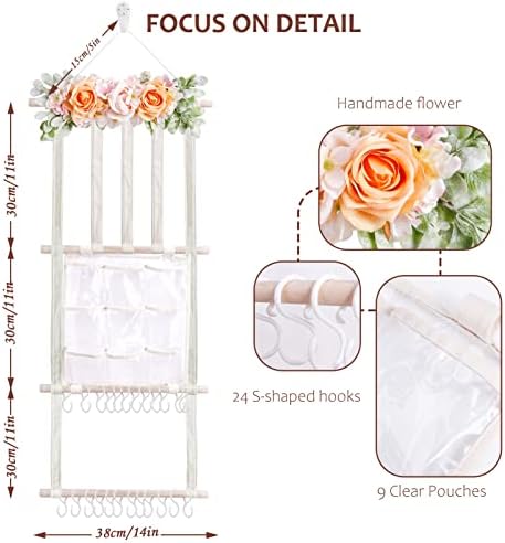 cherrboll Hair Bows Holder Headband Organizer for Girls, Hair Clips Hanger Storage with Hooks, Wall Hanging Decor for Nursery Room