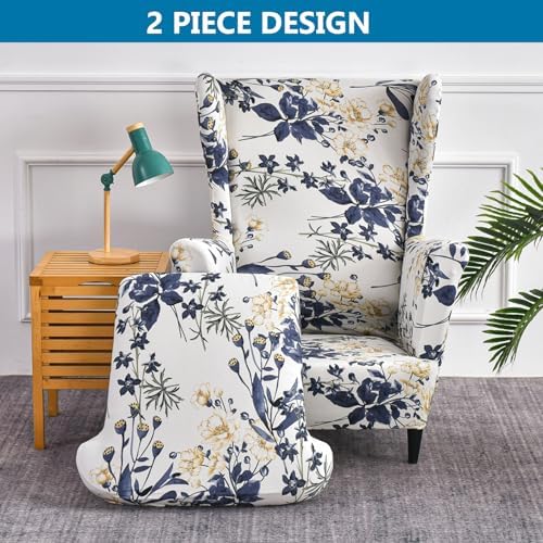 HZDHCLH Wingback Chair Slipcovers 2 Piece,Stretch Spandex Wing Chair Covers for Living Room Armchair,Washalbe Sofa Slipovers