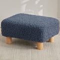 Small Foot Stool Ottoman, Sherpa Footstool Ottoman Foot Rest for Couch, Rectangle Footstools and Ottomans Small for Living Room, Entryway and Bedroom (Navy Blue)