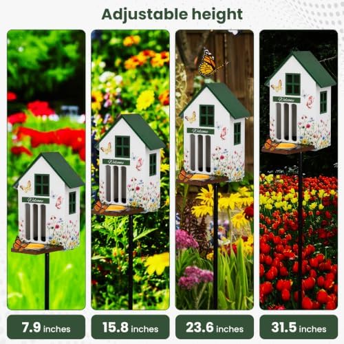 Butterfly House and Feeder for Outside with Metal Stake