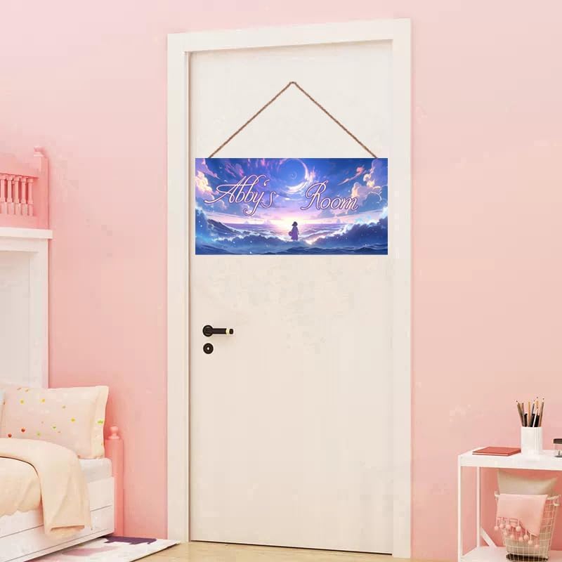Personalized Fantasy Sign Sky Painting Art Décor For Kids Room Custom Name Dream Girl Door Wall Decor For Girls Room, Floral Nursery Art Plate For Boys Bedroom