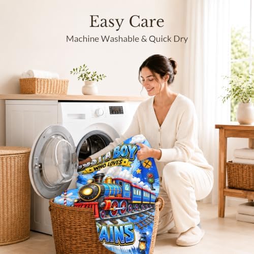 Kids Blanket Gifts for Boys Toddlers, Train Blanket for Birthdays