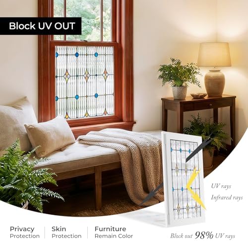 ADD.HERES Window Privacy Film, Stained Glass Window Film, 23.6" x 78.7"