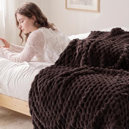 Exclusivo Mezcla Large 3D Fleece Throw Blanket for Couch, Coffee