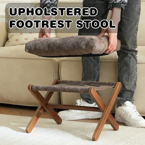 Baveke Foldable Ottoman Foot Rest for Chair, Small Foot Stools Ottoman for Home Decor, Space-Saving Foot Rest for Couch Living Room, Bedroom, Entryway