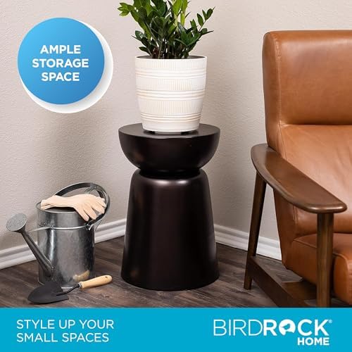 BIRDROCK HOME Metal Outdoor Accent Side Table, Dark Antique Bronze, 14”x14”