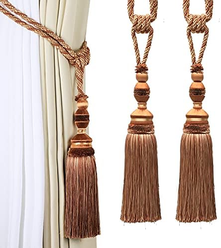 2Pcs Tassel Curtain Tiebacks Drapery Curtain Holdbacks-Orange