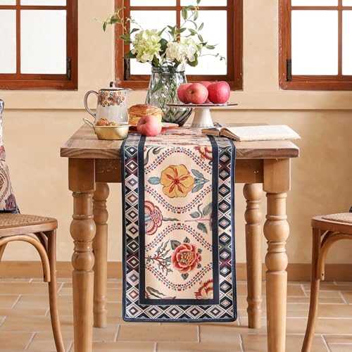 bilin gaier Designer Vintage Elegant Extra Long Table Runner,118"x12"
